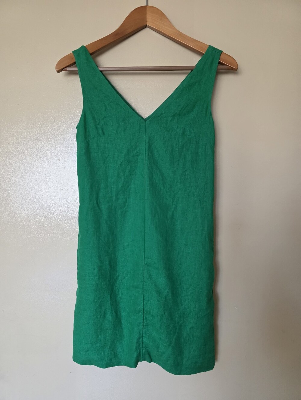 J Crew Maxine 100% Linen Shift Dress XXSP Vibrant Kelly Green Euro Summer Preppy - Picture 2 of 12